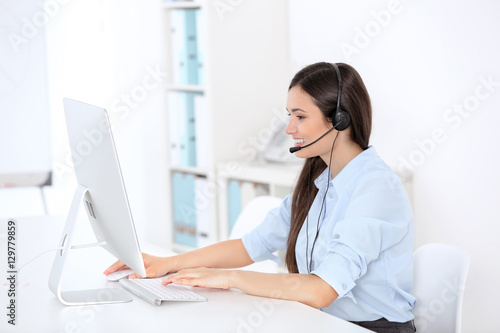Call center operator in office
