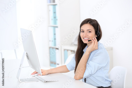 Call center operator in office