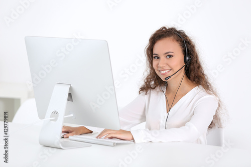 Call center operator in office