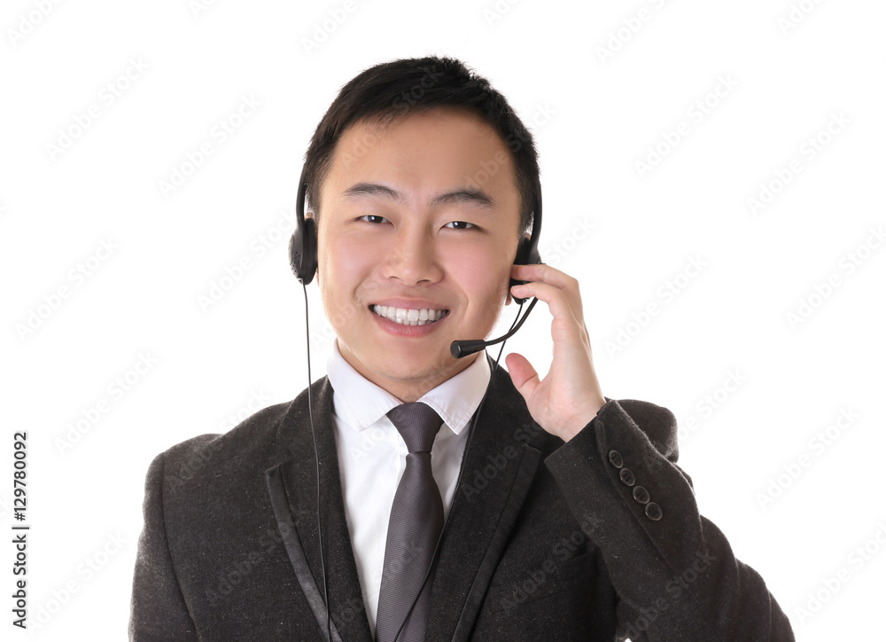 Call center operator on white background Call center operator on white background