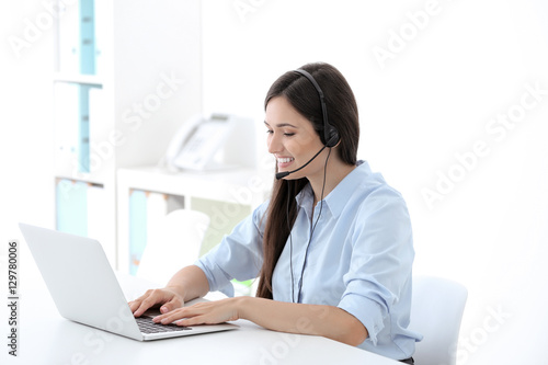 Call center operator in office