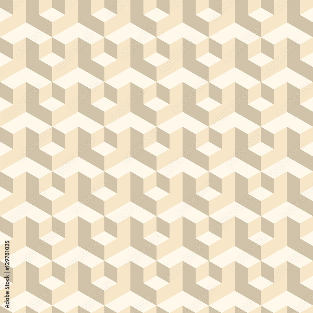 Abstract geometric background of isometric blocks. Vector seamless pattern for your desktop or Printable greeting cards, posters. Light yellow colors. Abstract geometric background of isometric blocks. Vector seamless pattern for your desktop or Printable greeting cards, posters. Light yellow colors.