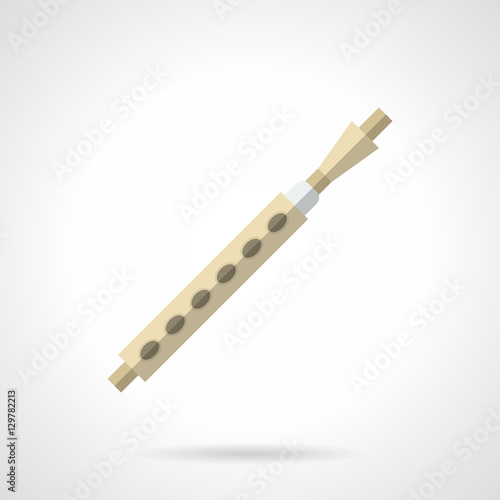 Wooden pipe flat color vector icon