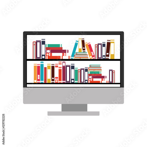 Ebook and computer icon. Download elearning reading and electronic theme. Isolated design. Vector illustration