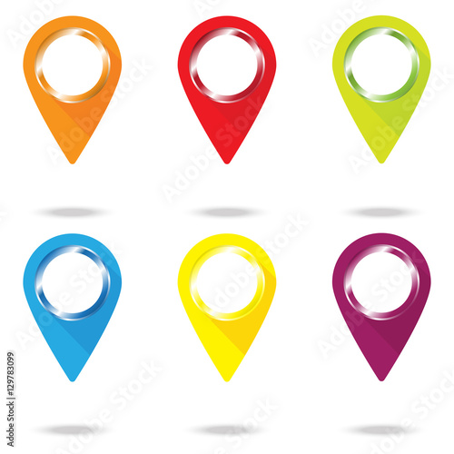 Free Download Map marker, location, icon, pointer with six colors. Sign or symbol with vector to pin a map. - GFXLoad