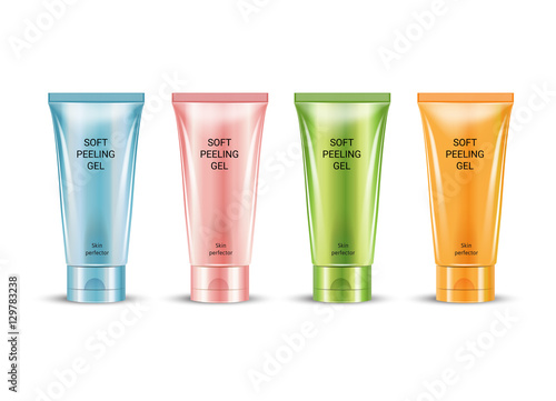 Vector illustration of realistic packages of peeling gel tubes