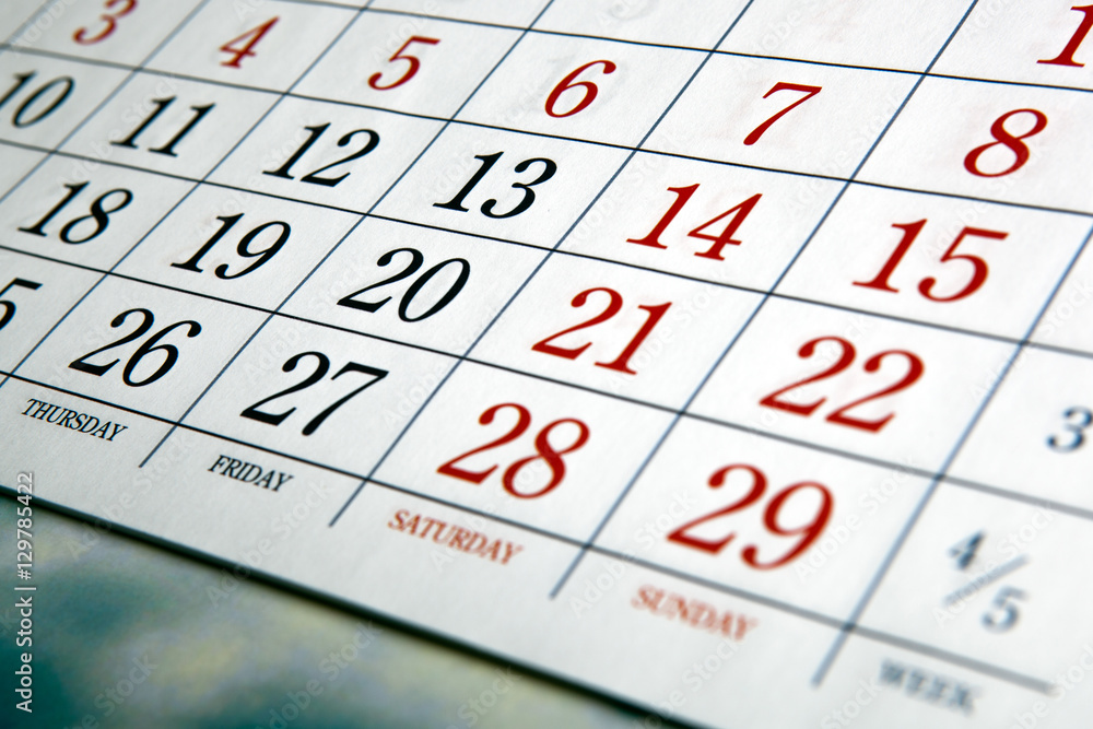 white calendar days with numbers white calendar days with numbers