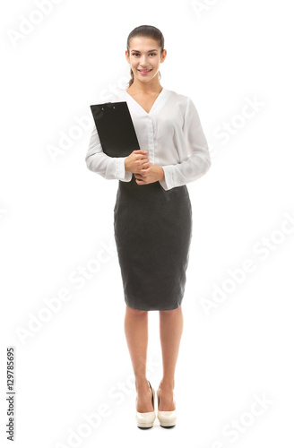 Young businesswoman with cl...