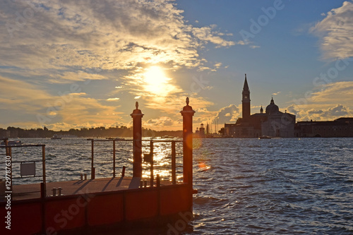 Grand Canal and basilica San Giorgio Maggiore in Venice on sunset