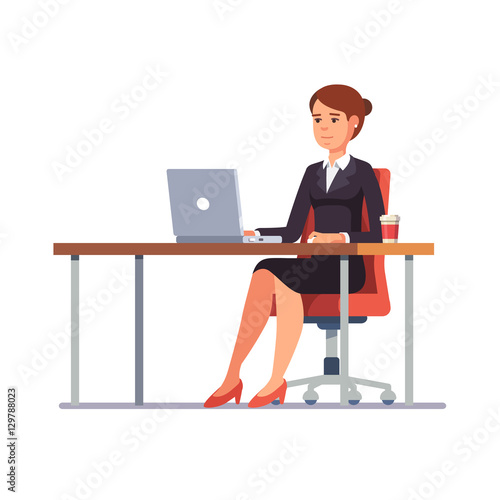 Business woman working at her clean office desk