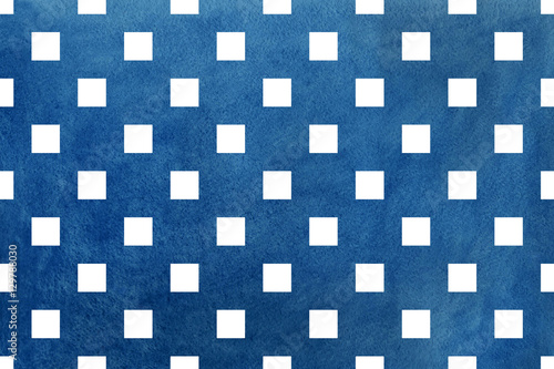 Vintage watercolor dark blue square pattern.