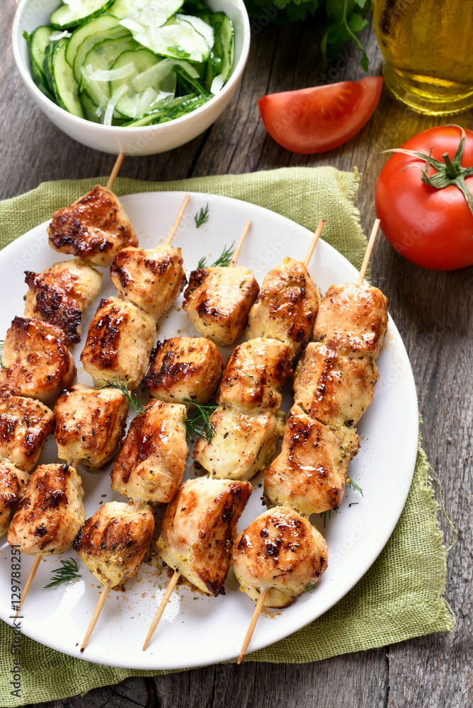 Chicken kebab and vegetables