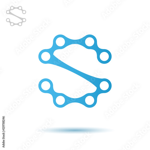 S letter drawn in chain links style