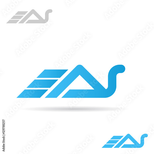 A and S letters, snail shape icon