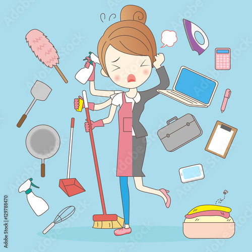 cartoon super housewife concept