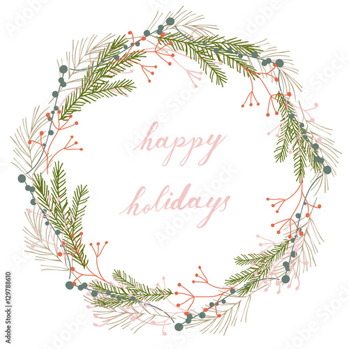 Christmas wreath with floral elements.