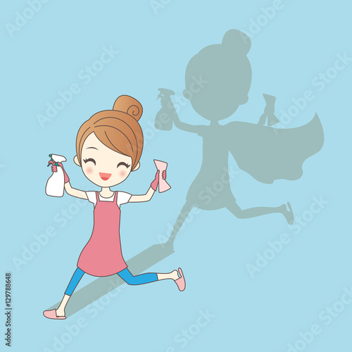 Cartoon young house wife
