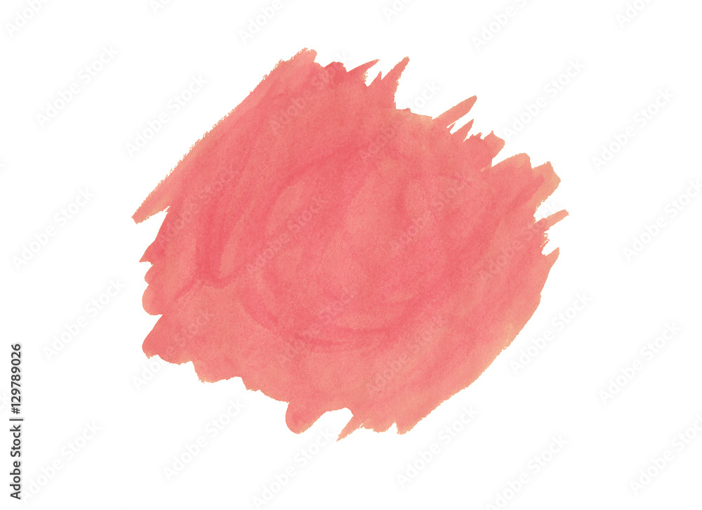 Pink watercolor watercolor stain isolated on white background.