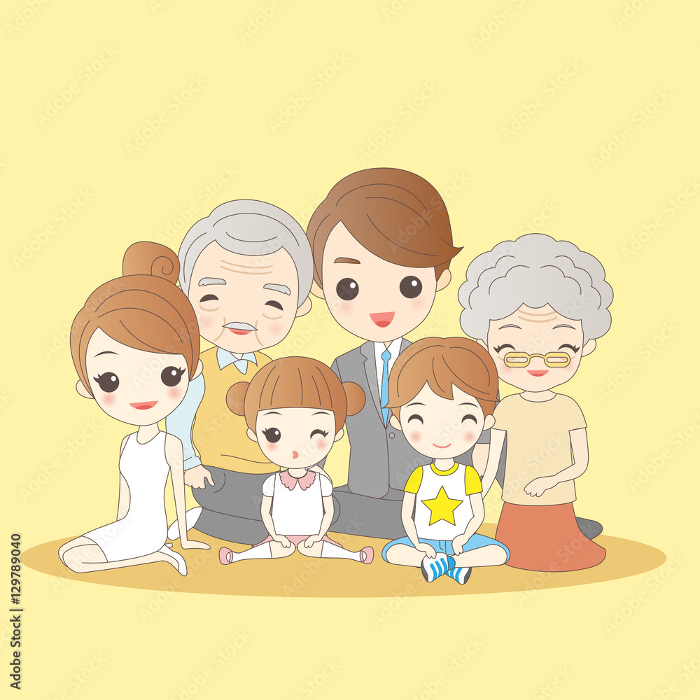 happy cartoon family