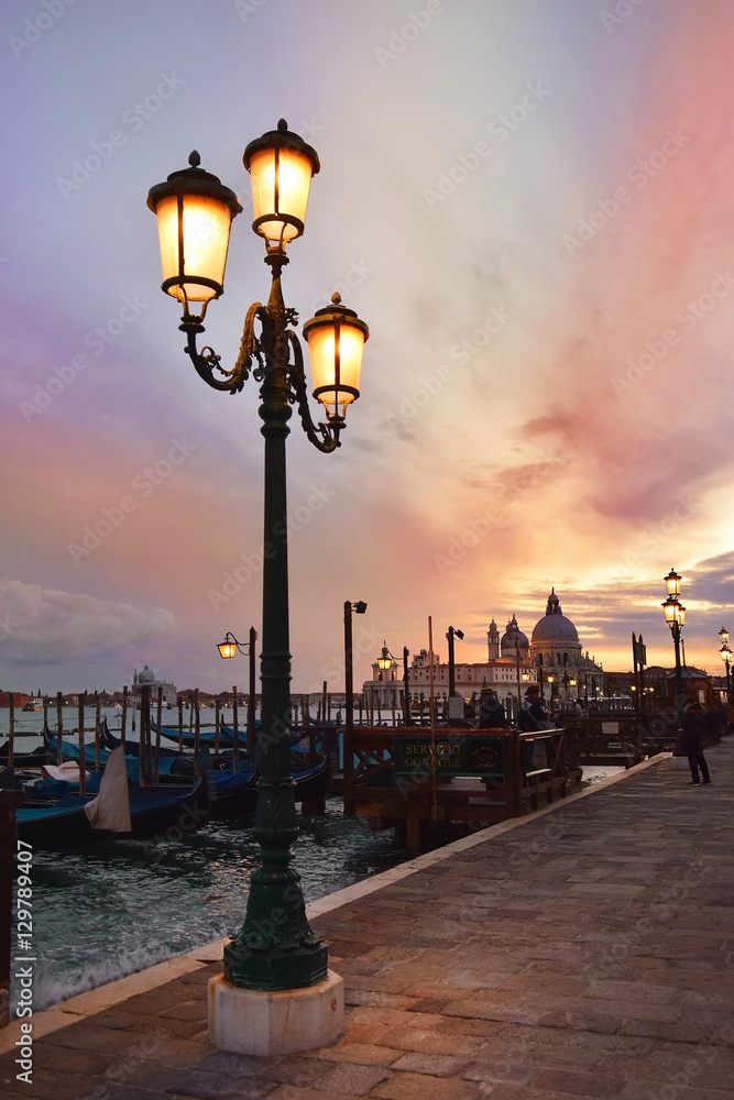 romantic view of Venice at sunset