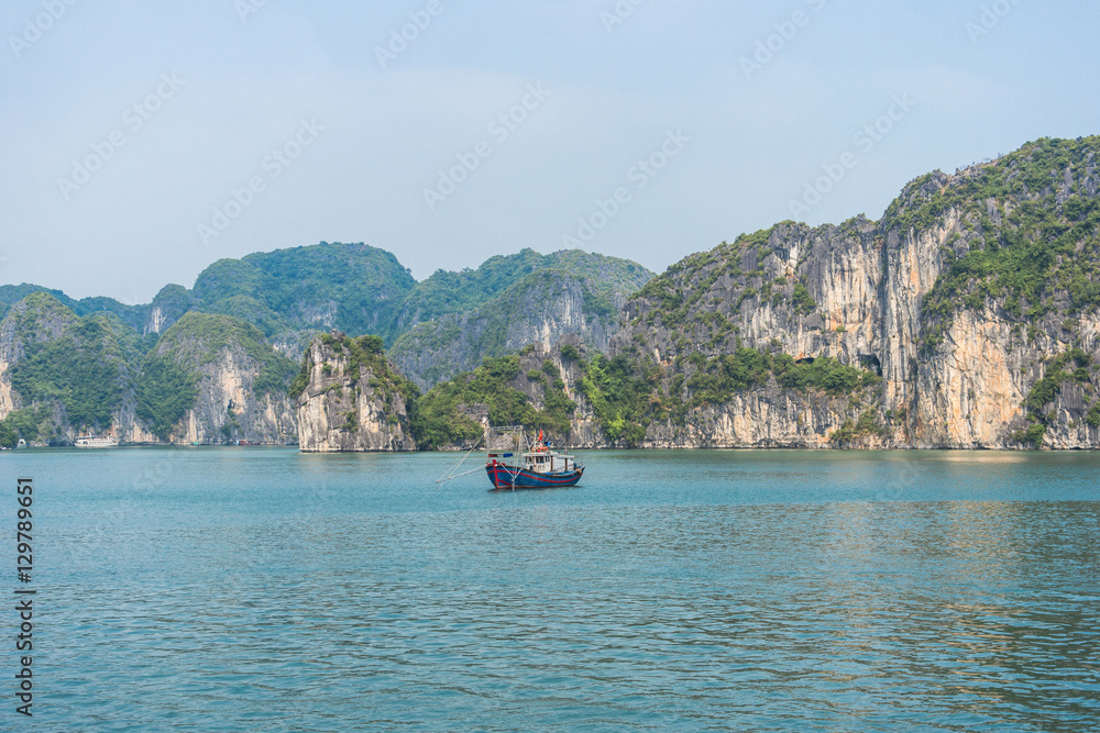 Fishing boat on Halong bay, Vietnam