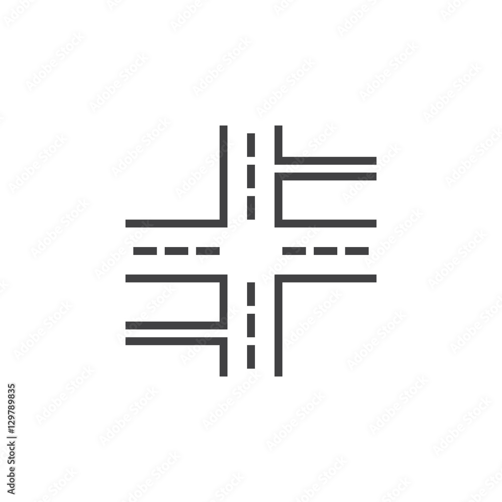 Crossroads line icon, streets outline vector sign, linear pictogram isolated on white. logo illustration Crossroads line icon, streets outline vector sign, linear pictogram isolated on white. logo illustration