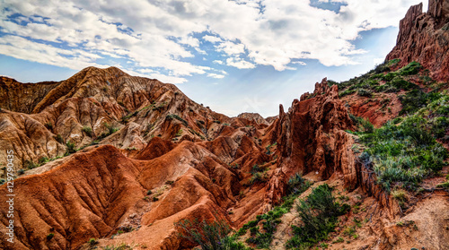 Panorama of Sakzka aka Fairytale canyon  Issyk-Kul  Kyrgyzstan