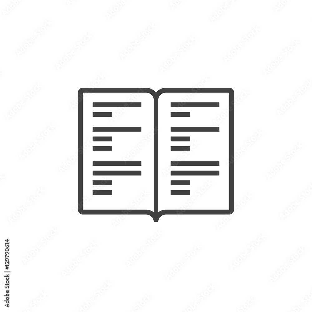 Book line icon, manual outline vector sign, linear pictogram isolated on white. logo illustration Book line icon, manual outline vector sign, linear pictogram isolated on white. logo illustration