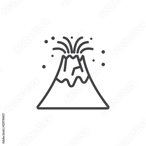 Slika na platnu Volcano eruption line icon, outline vector sign, linear pictogram isolated on white