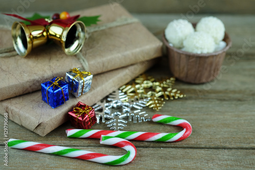 Christmas with candy background. photo