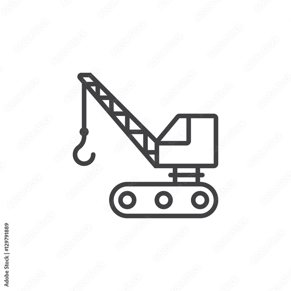 crawler crane line icon, outline vector sign, linear pictogram isolated on white. logo illustration crawler crane line icon, outline vector sign, linear pictogram isolated on white. logo illustration