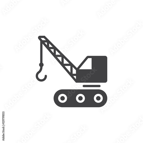 crawler crane icon vector, filled flat sign, solid pictogram isolated on white, logo illustration