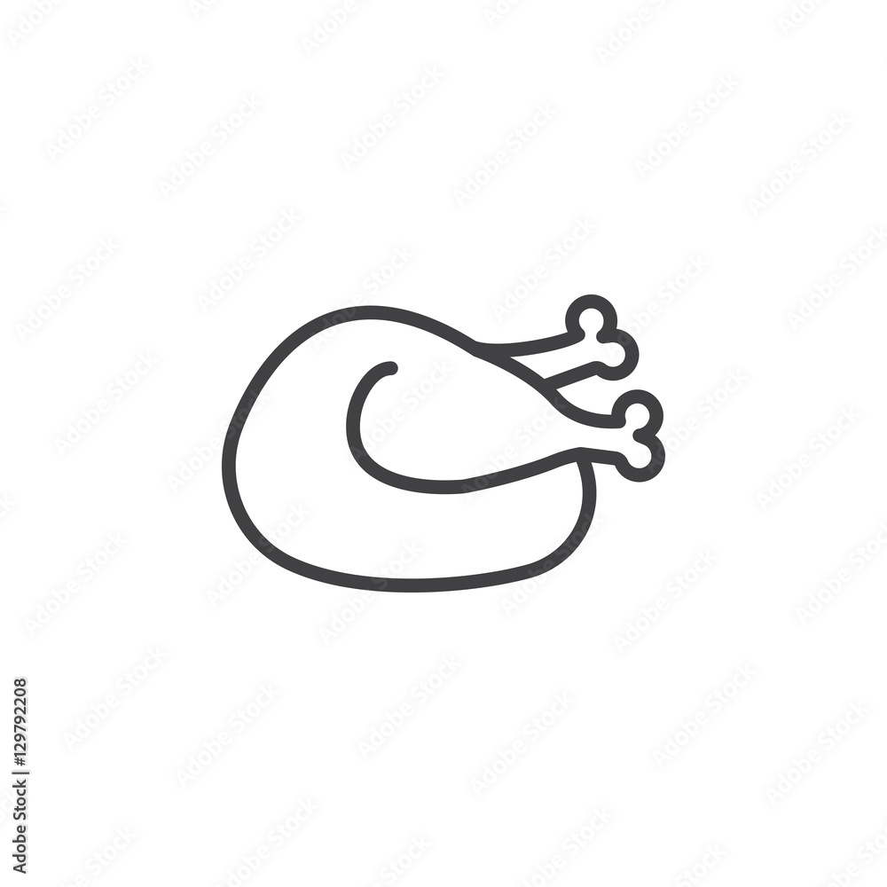 cooked chicken, turkey line icon, outline vector sign, linear pictogram isolated on white. logo illustration cooked chicken, turkey line icon, outline vector sign, linear pictogram isolated on white. logo illustration
