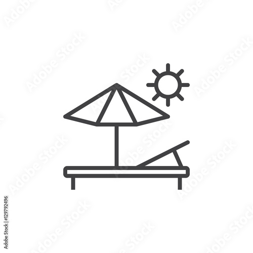 Vacation, sun lounger line icon, outline vector sign, linear pictogram isolated on white. logo illustration