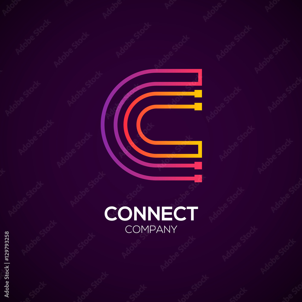 Letter C logotype Purple and Orange color,Technology and digital ...