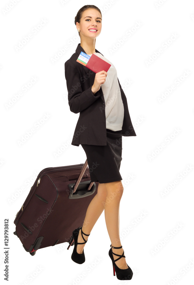 Young traveling businesswoman isolated Young traveling businesswoman isolated
