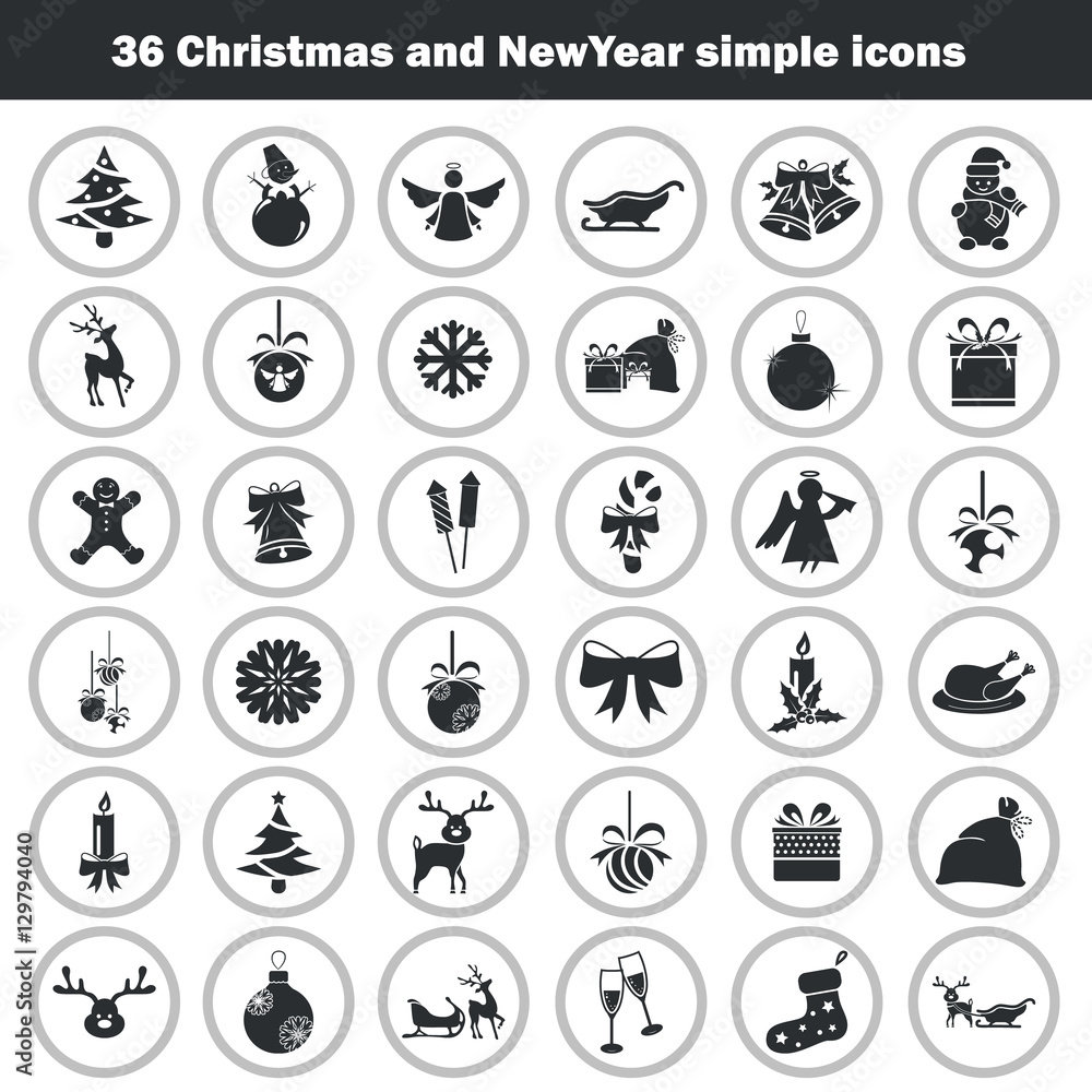 Set of Christmas icons. Simple design for web and mobile