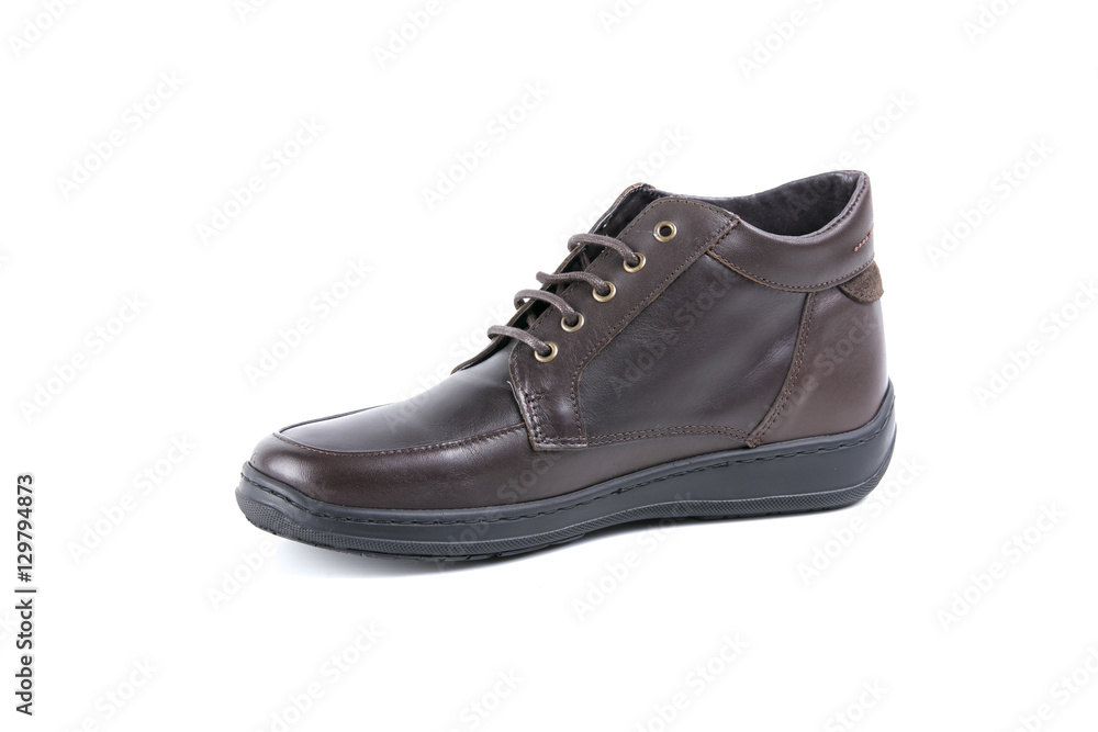 shoe brown leather on white background
