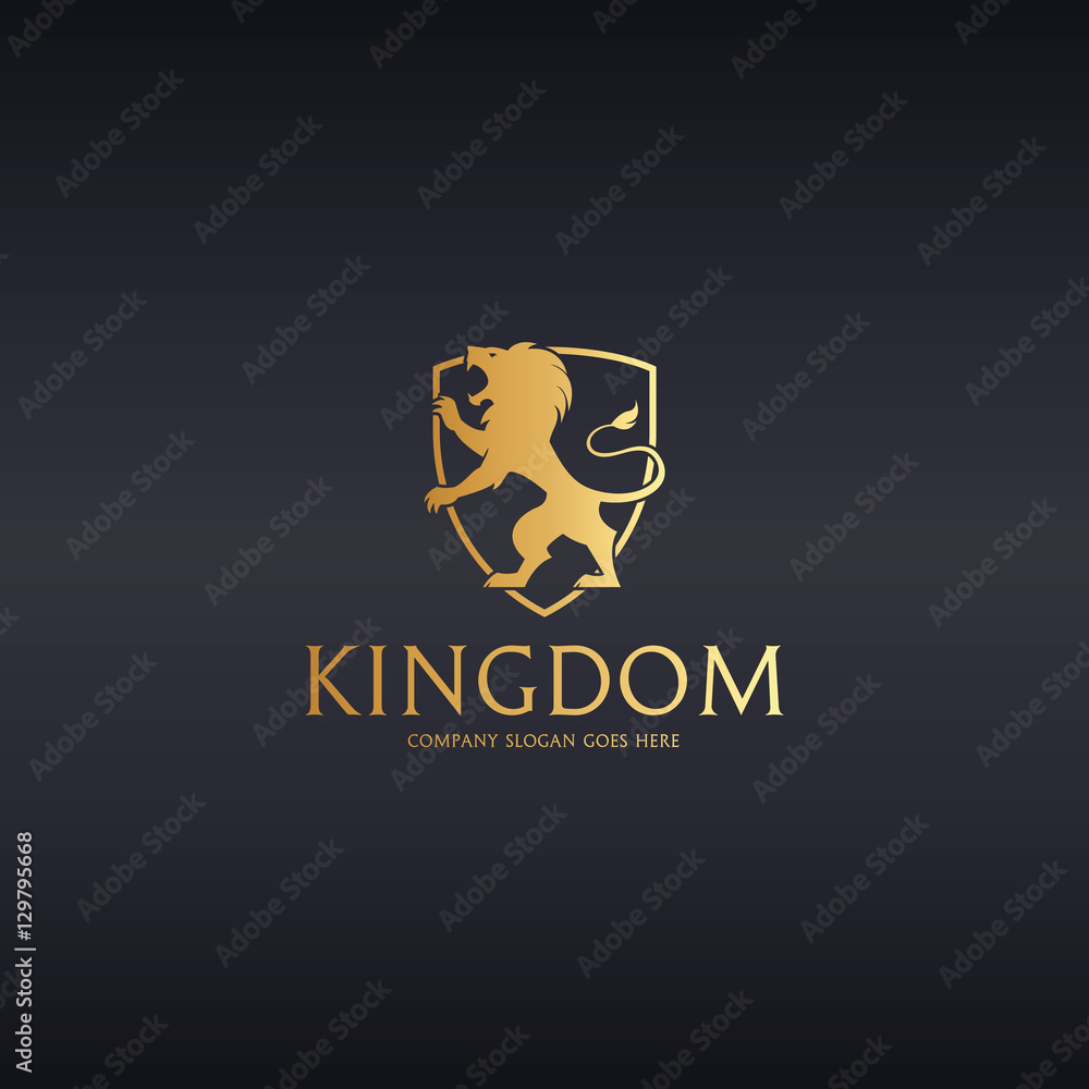Kingdom logo. Lion shield logotype 