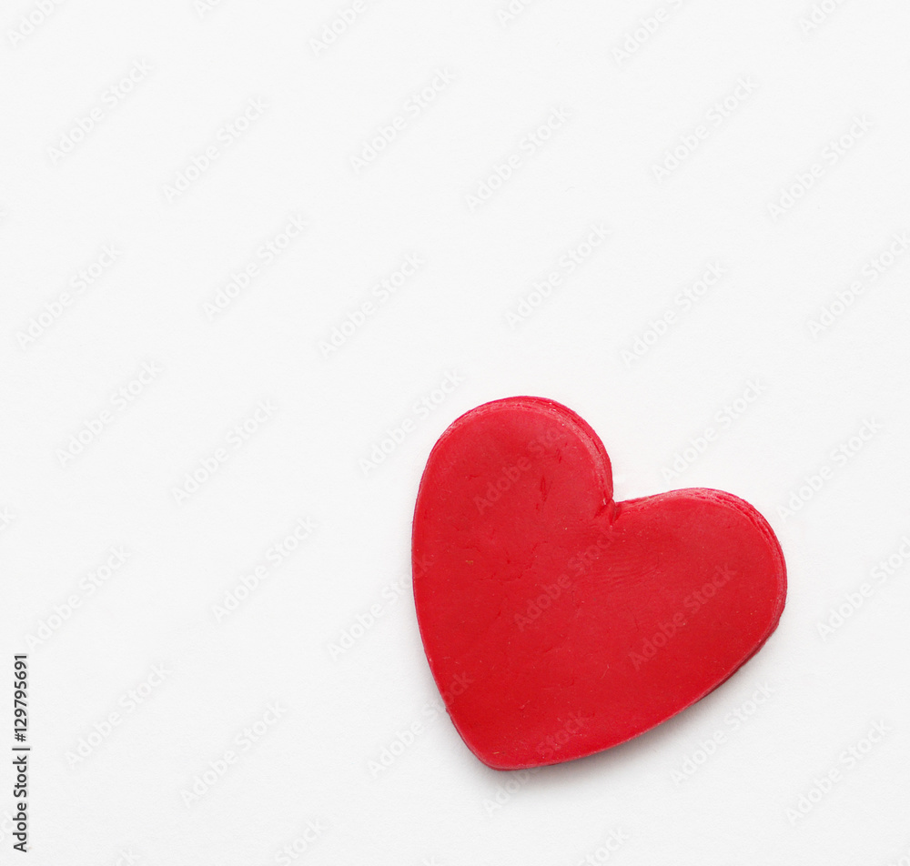 Romantic card St. Valentine's Day. Red heart and declaration of love. Red decorative heart on a white background