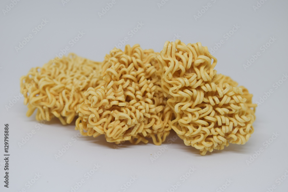 Dry instant noodle on white background Dry instant noodle on white background