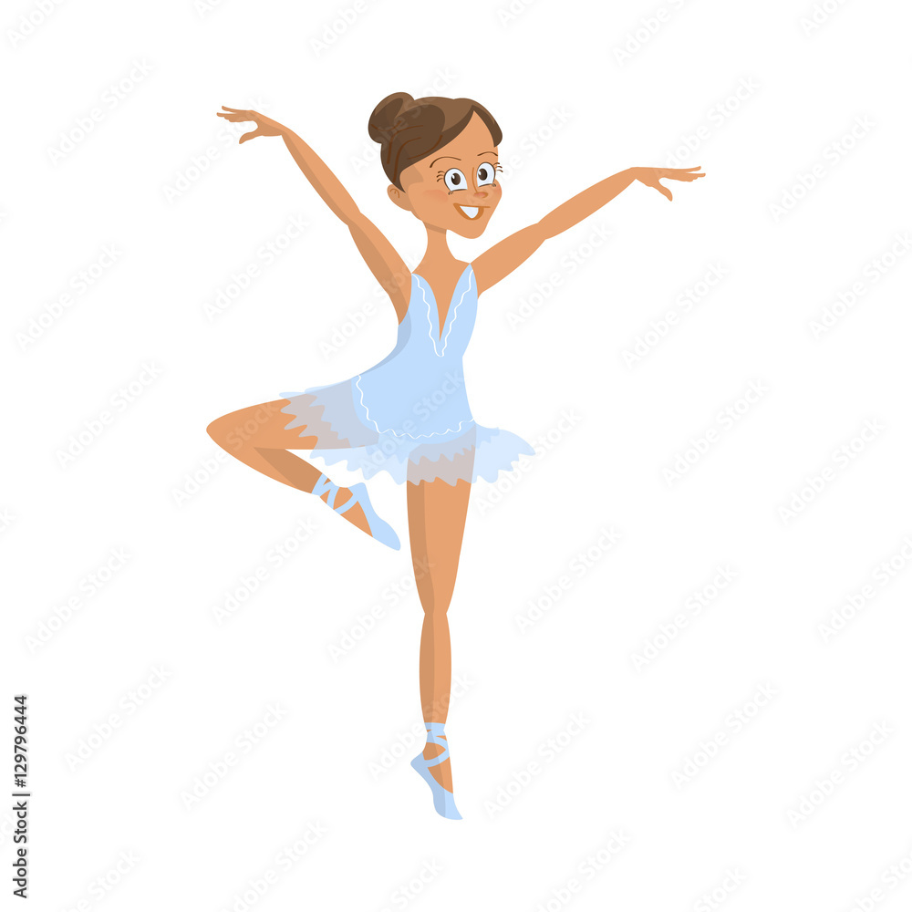 Cute little ballerina. Character of Ballet girl. Isolated on white background. Vector illustration eps