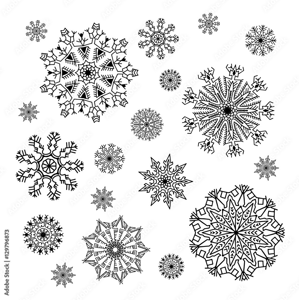 christmas snowflakes collection, circle ornament set, ornamental christmas snowflakes collection, circle ornament set, ornamental