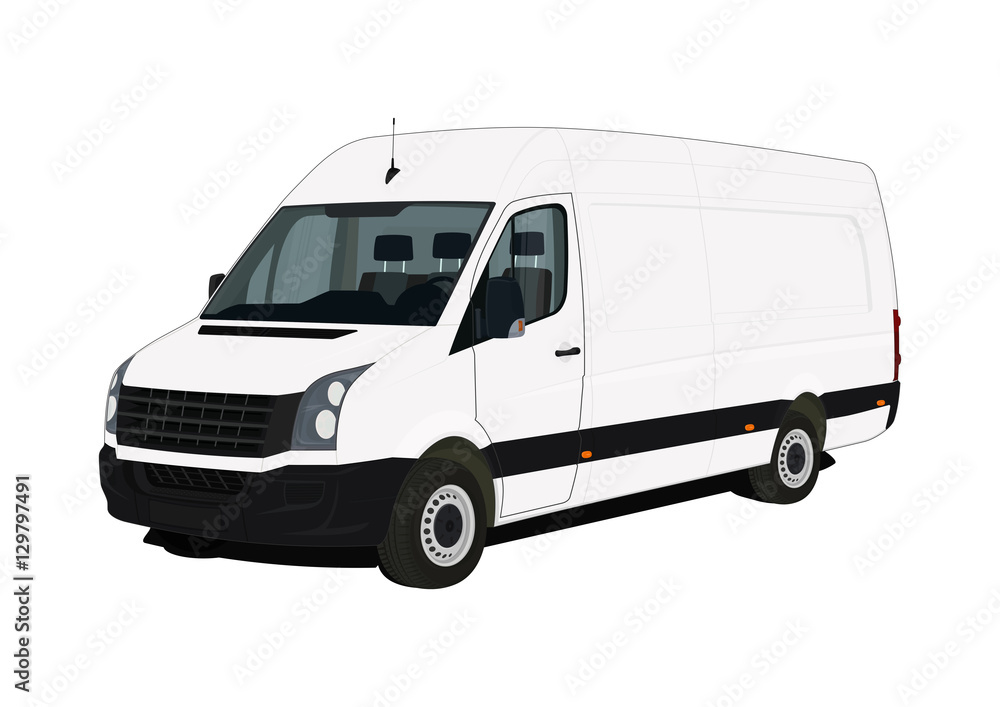 Van on a white background. Flat vector.