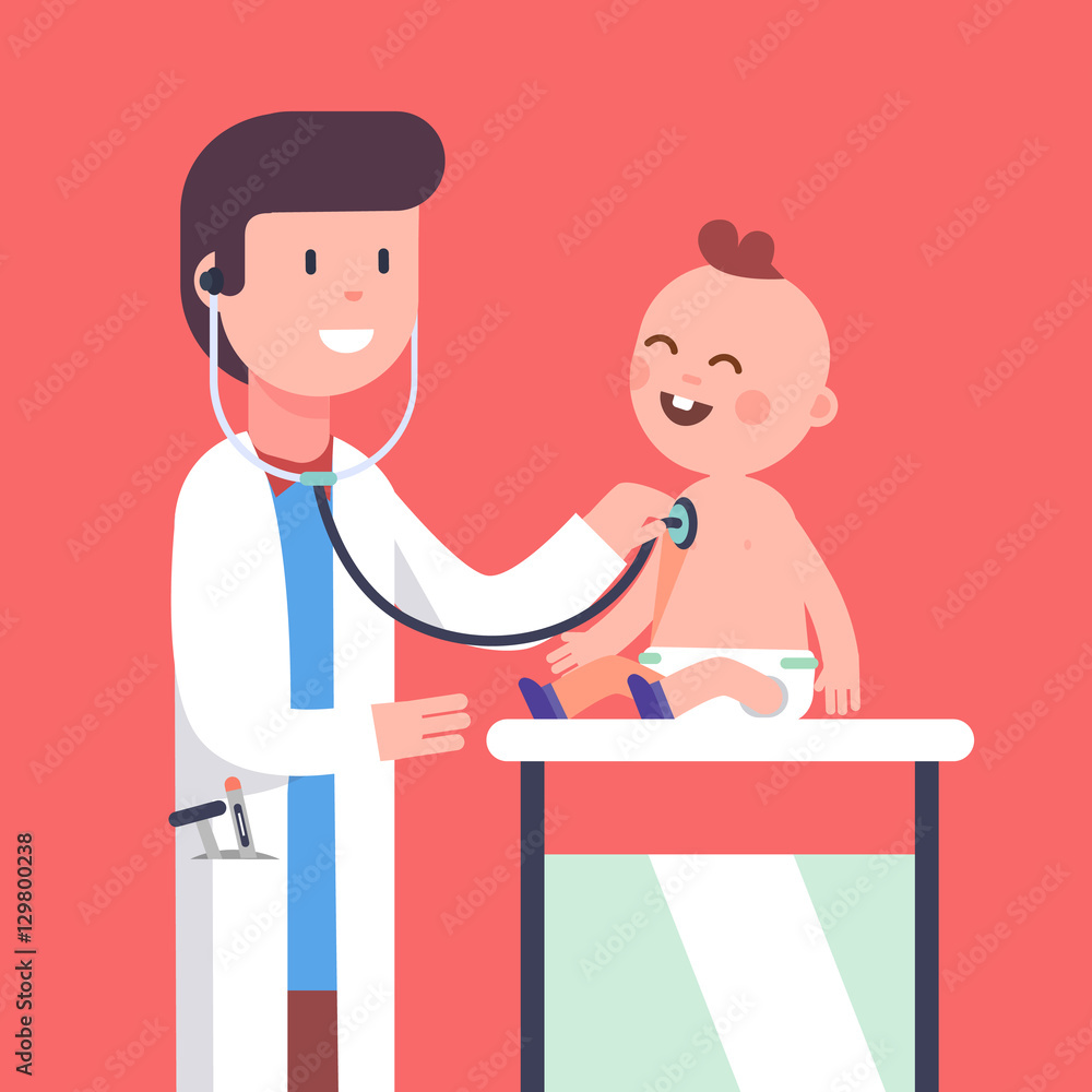 Pediatrician doctor examining little baby boy Pediatrician doctor examining little baby boy