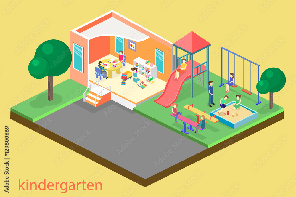 Isometric flat 3D concept web vector kids playground set. Isometric flat 3D concept web vector kids playground set.