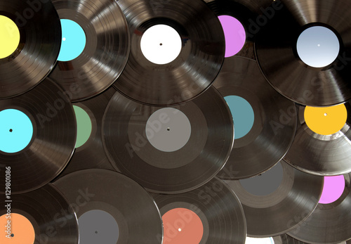 Analogue vinyl records background photo