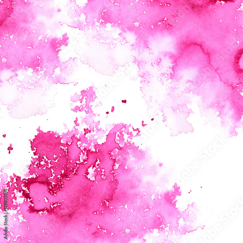 Abstract pink watery frame.Aquatic backdrop.Ink drawing.Watercolor hand drawn image.Wet splash.White background. © jula_lily
