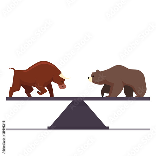 Stock market bulls and bears battle metaphor