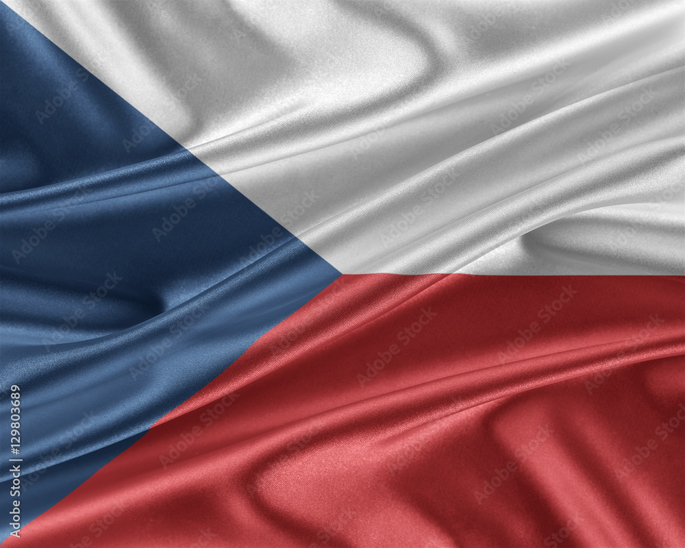 Fototapeta premium Czech Republic flag with a glossy silk texture.